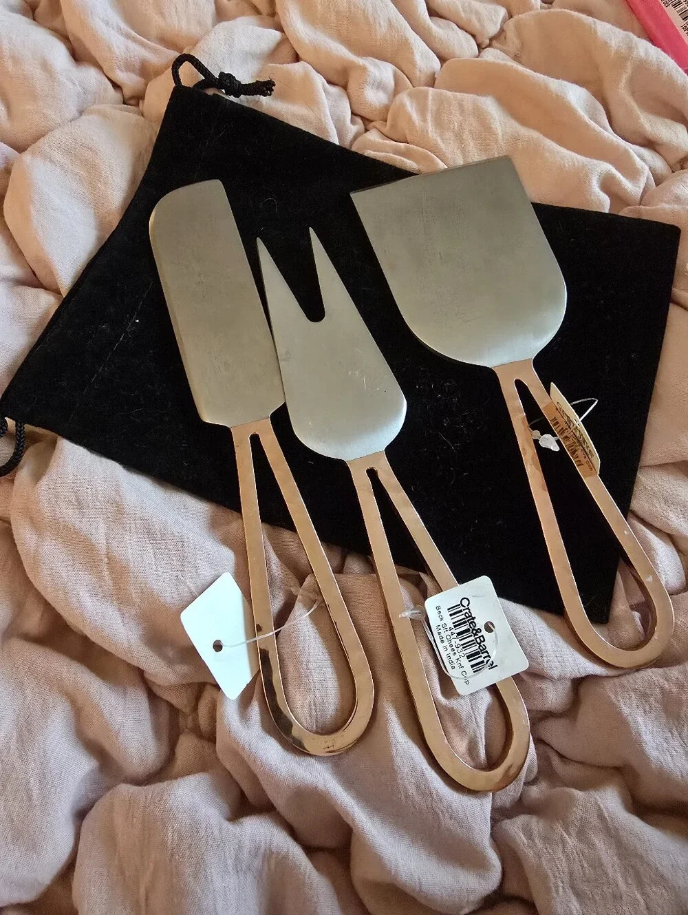 Crate &Barrel Beck Copper Cheese Knife Set